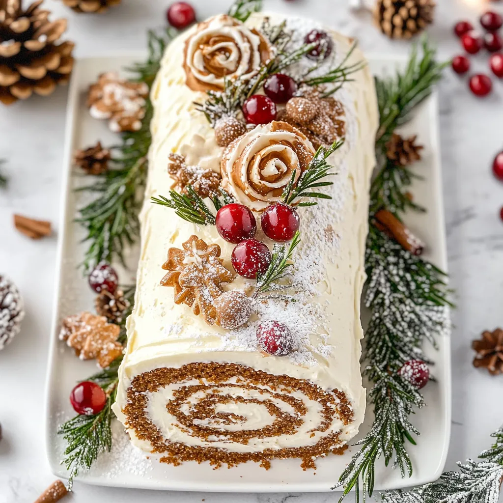 Gingerbread Yule Log Cake