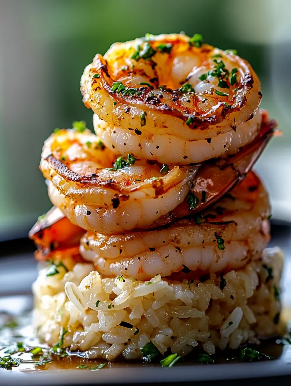 Garlic Butter Shrimp and Rice Stack