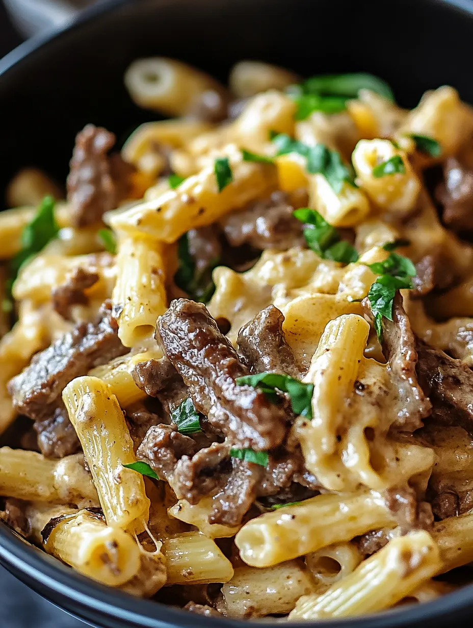 Easy Philly Cheesesteak Pasta Recipe