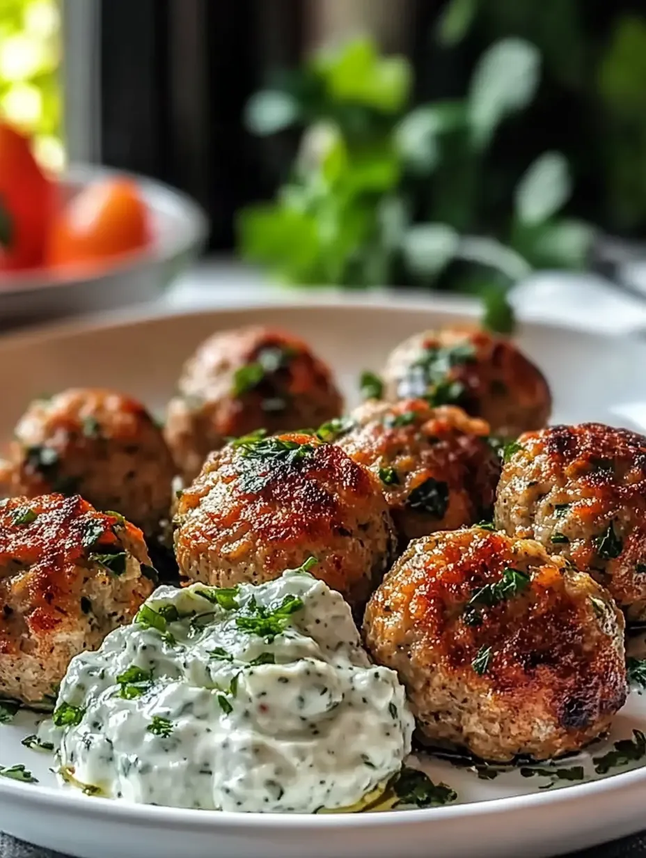 Greek Turkey Meatballs with Tzatziki