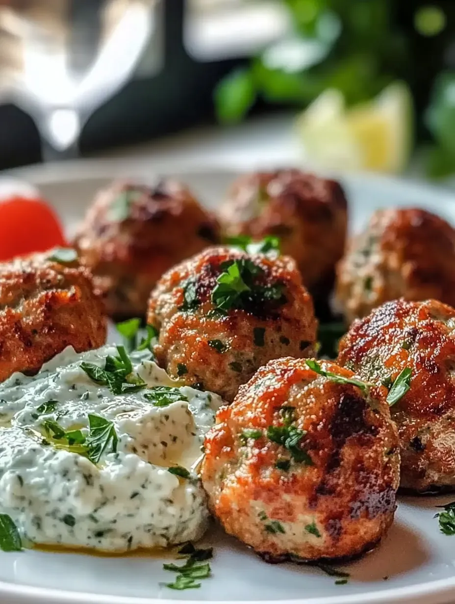 Easy Greek Turkey Meatballs with Tzatziki