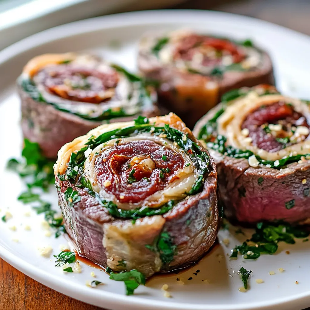 Cheesy Stuffed Steak Pinwheels Recipe