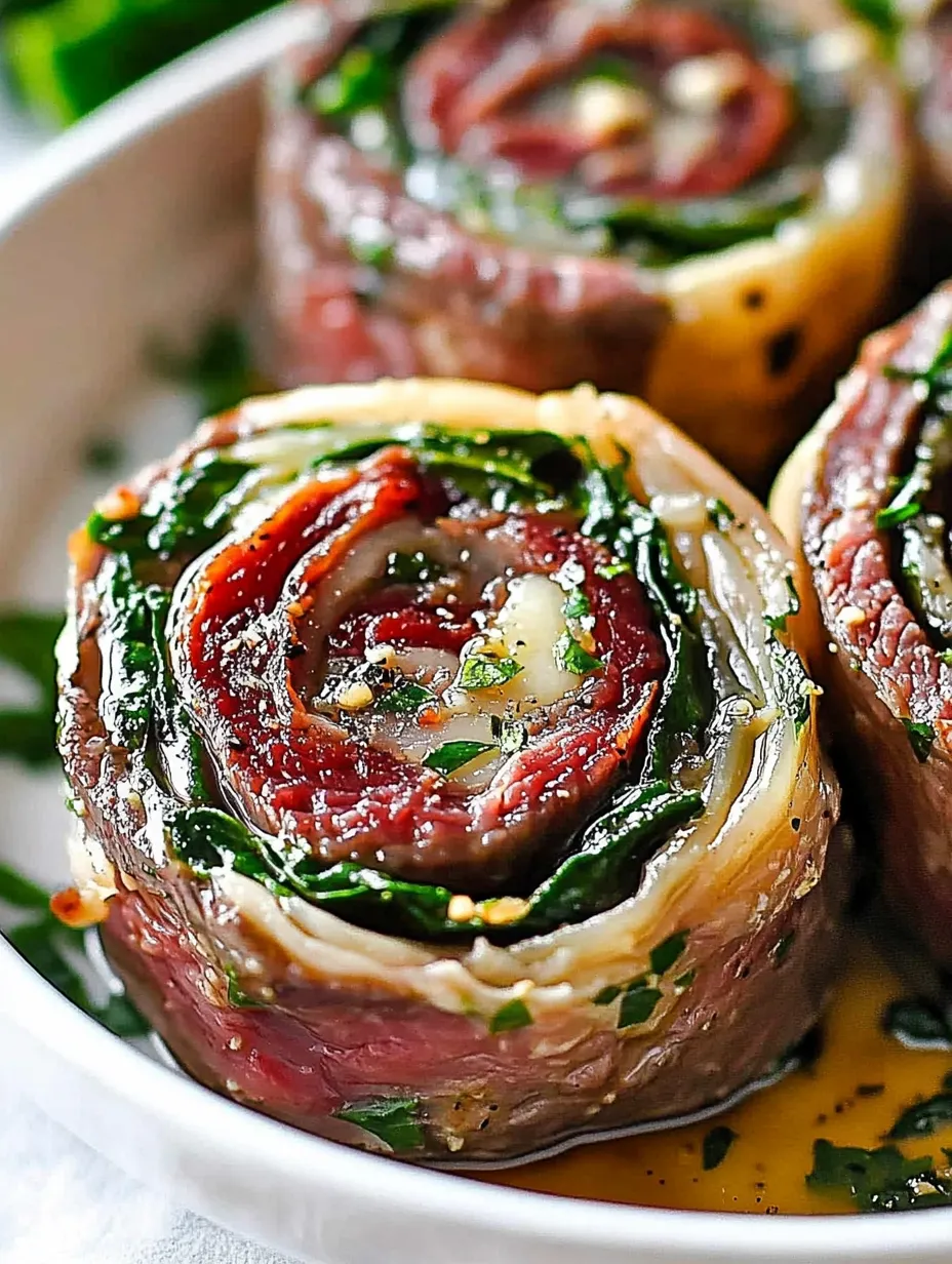Cheesy Stuffed Steak Pinwheels