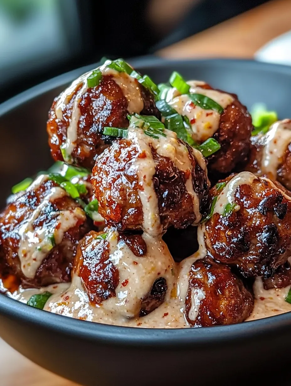 Korean BBQ Meatballs with Spicy Mayo Dip