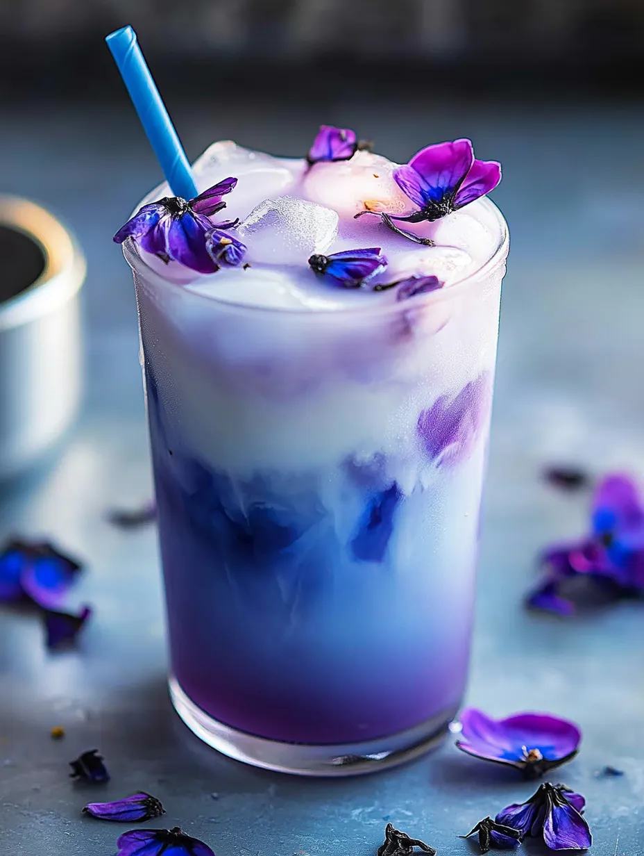 Iced Butterfly Pea Flower Tea Latte