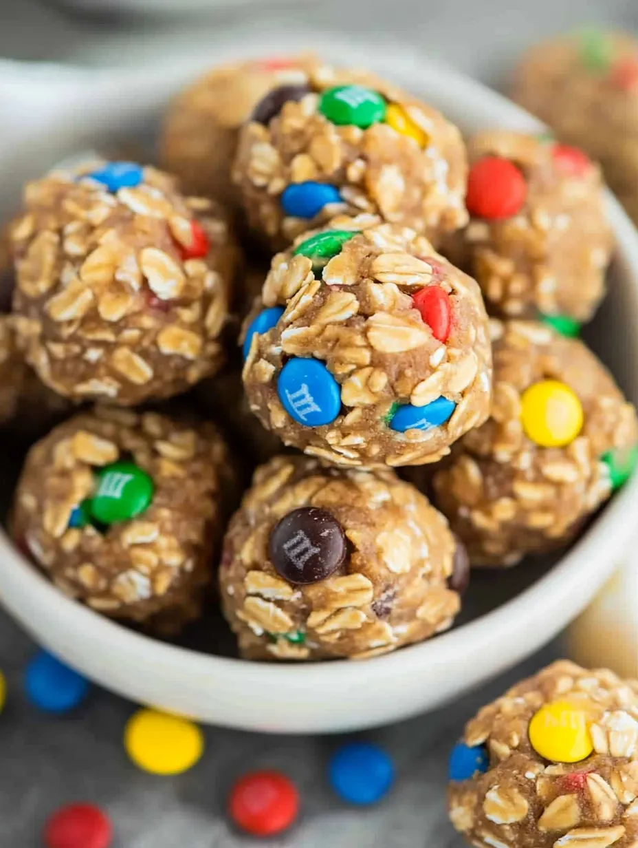 Easy Monster Cookie Oatmeal Energy Balls