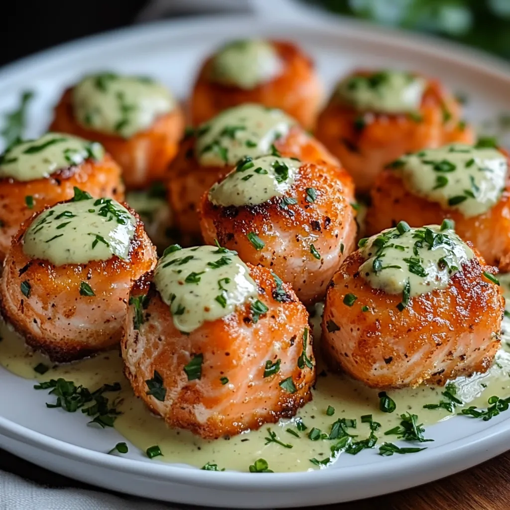 Baked Salmon Meatballs with Avocado Sauce Recipe