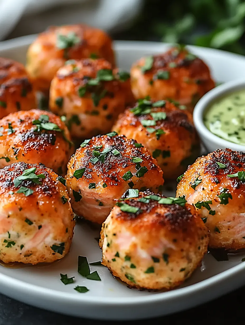 Easy Baked Salmon Meatballs with Avocado Sauce