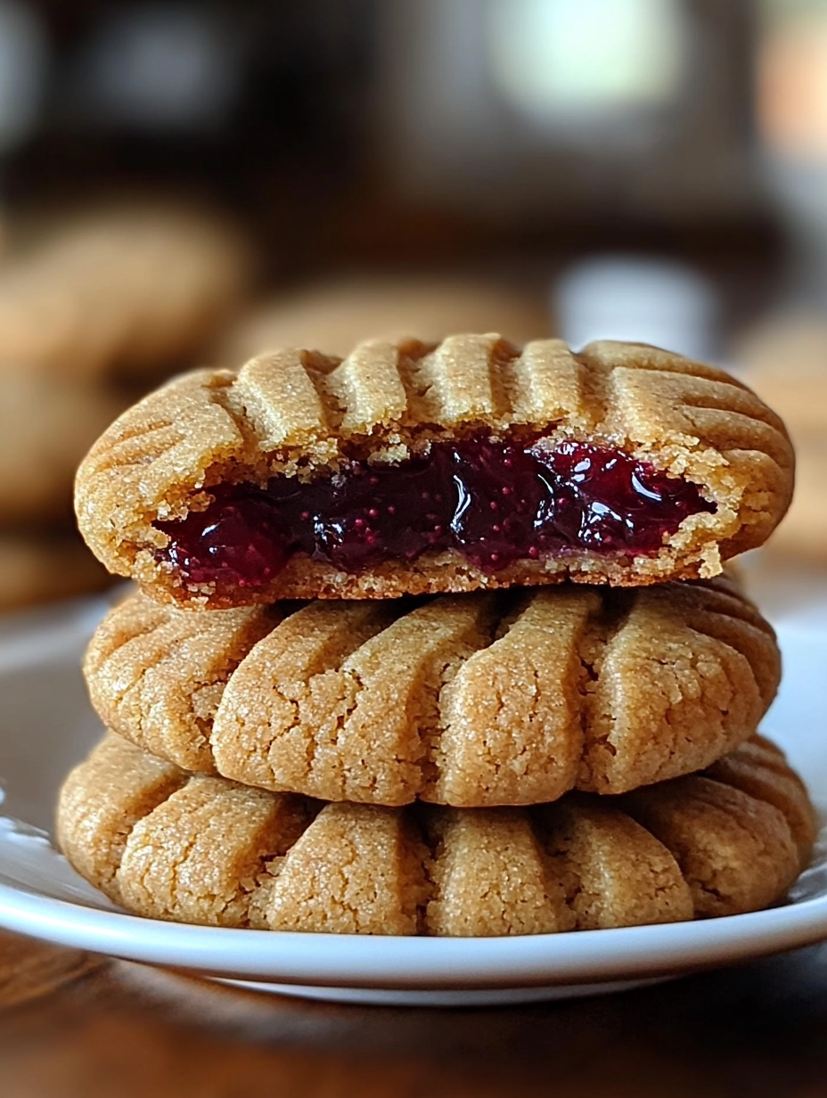 Easy Peanut Butter & Jelly Stuffed Cookies
