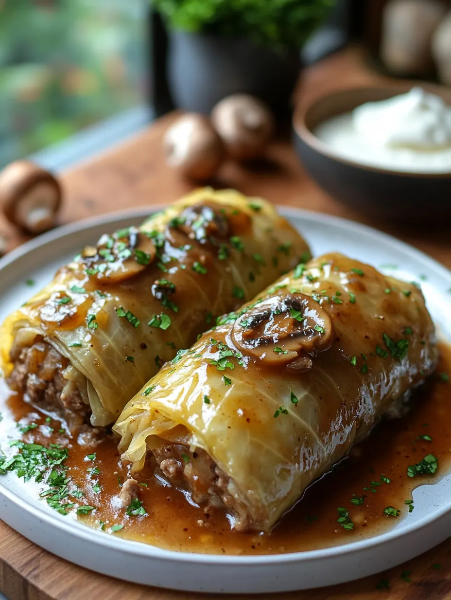 Polish Gołąbki with Mushroom Sauce