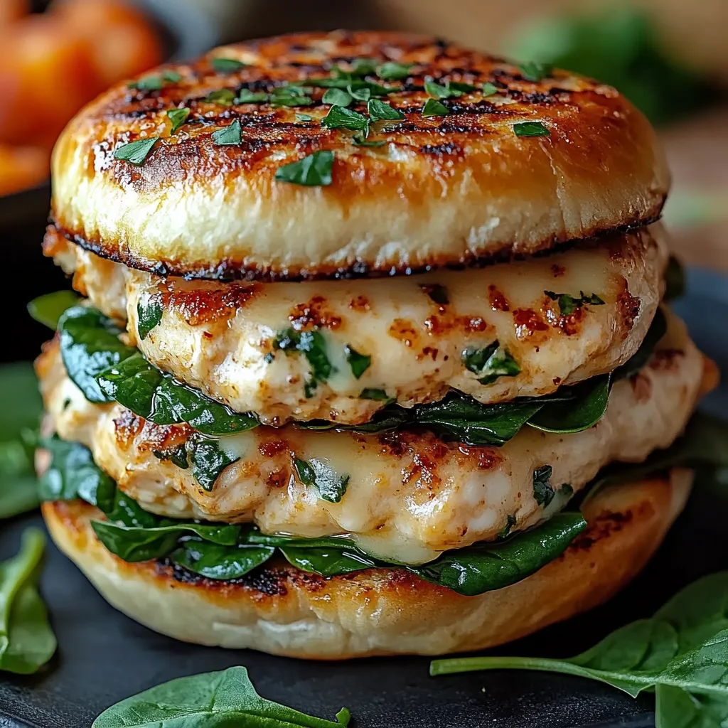 Easy White Cheddar Spinach Chicken Burgers