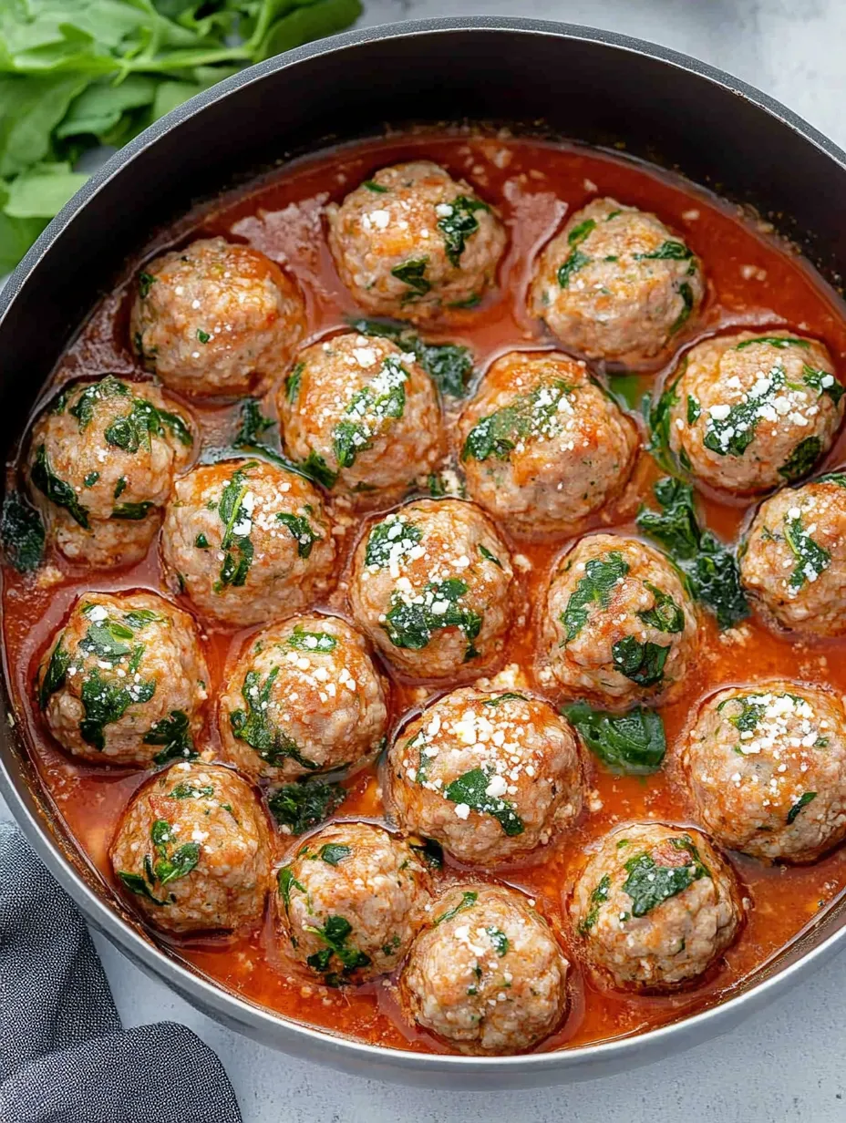 Easy Spinach Feta Baked Turkey Meatballs
