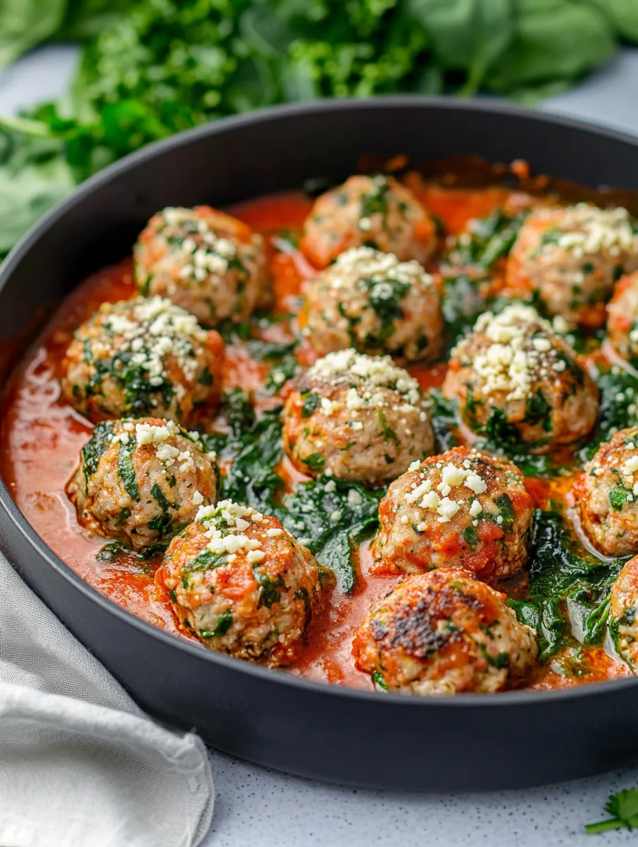 Spinach Feta Baked Turkey Meatballs Recipe