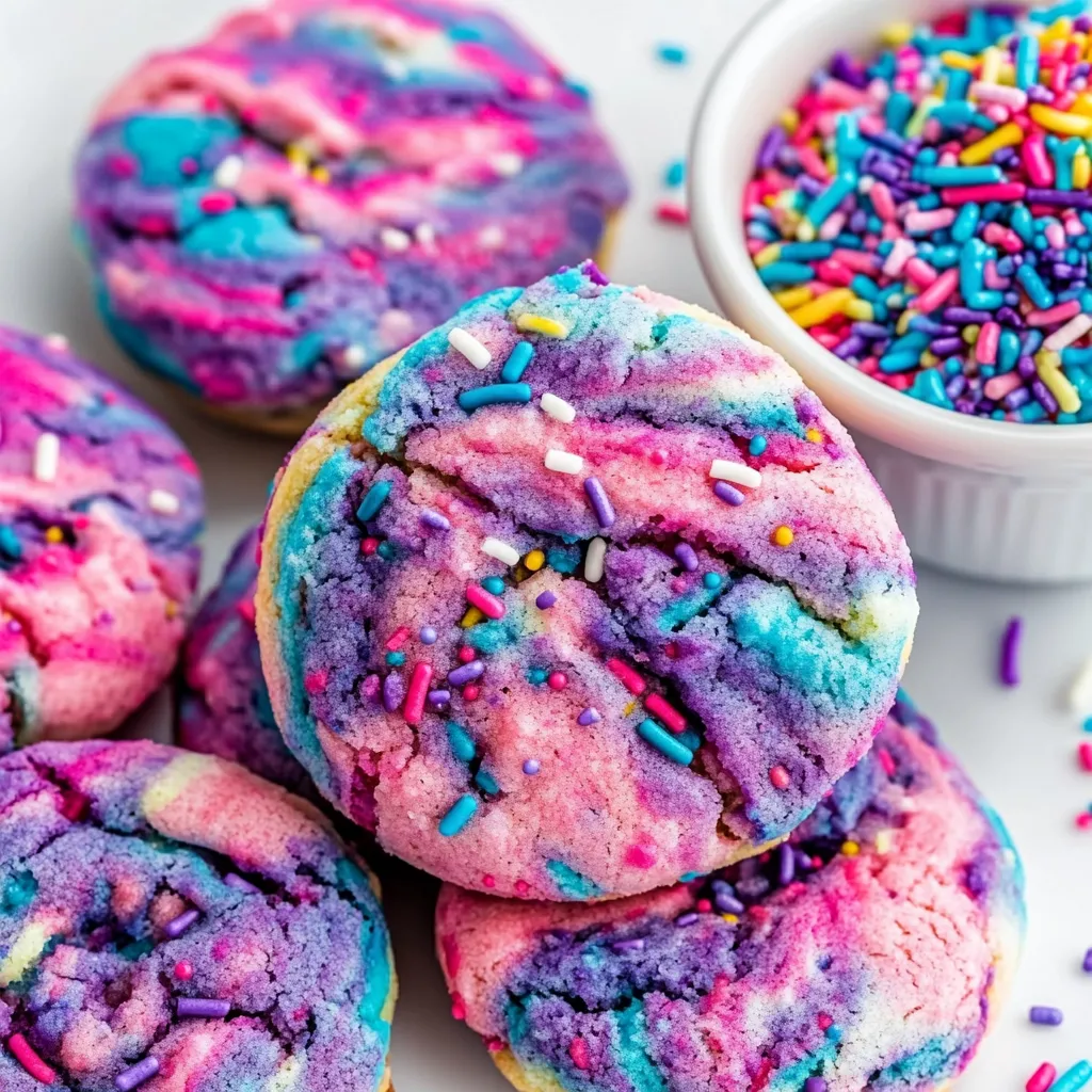 Colorful Marbled Sugar Cookies with Sprinkles