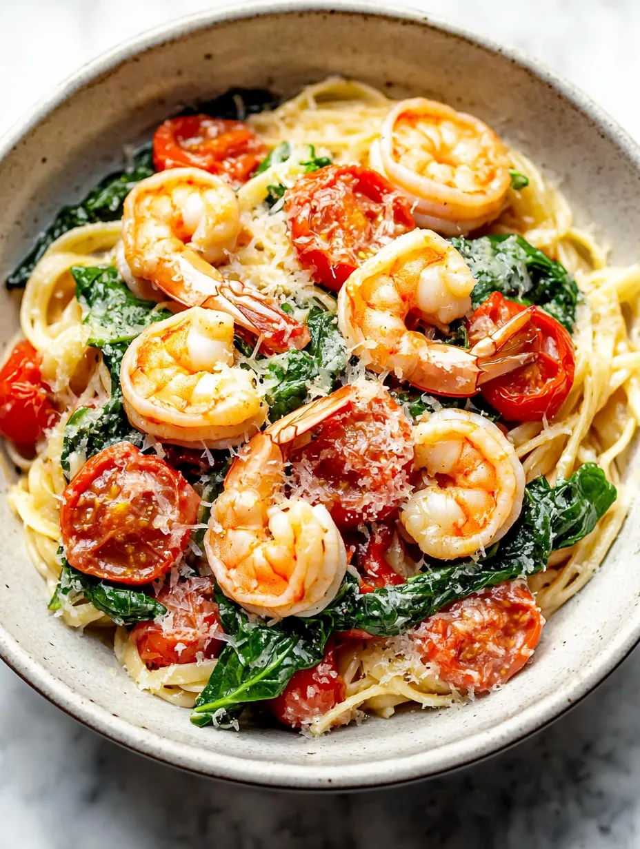 Tomato Spinach Shrimp Pasta Recipe