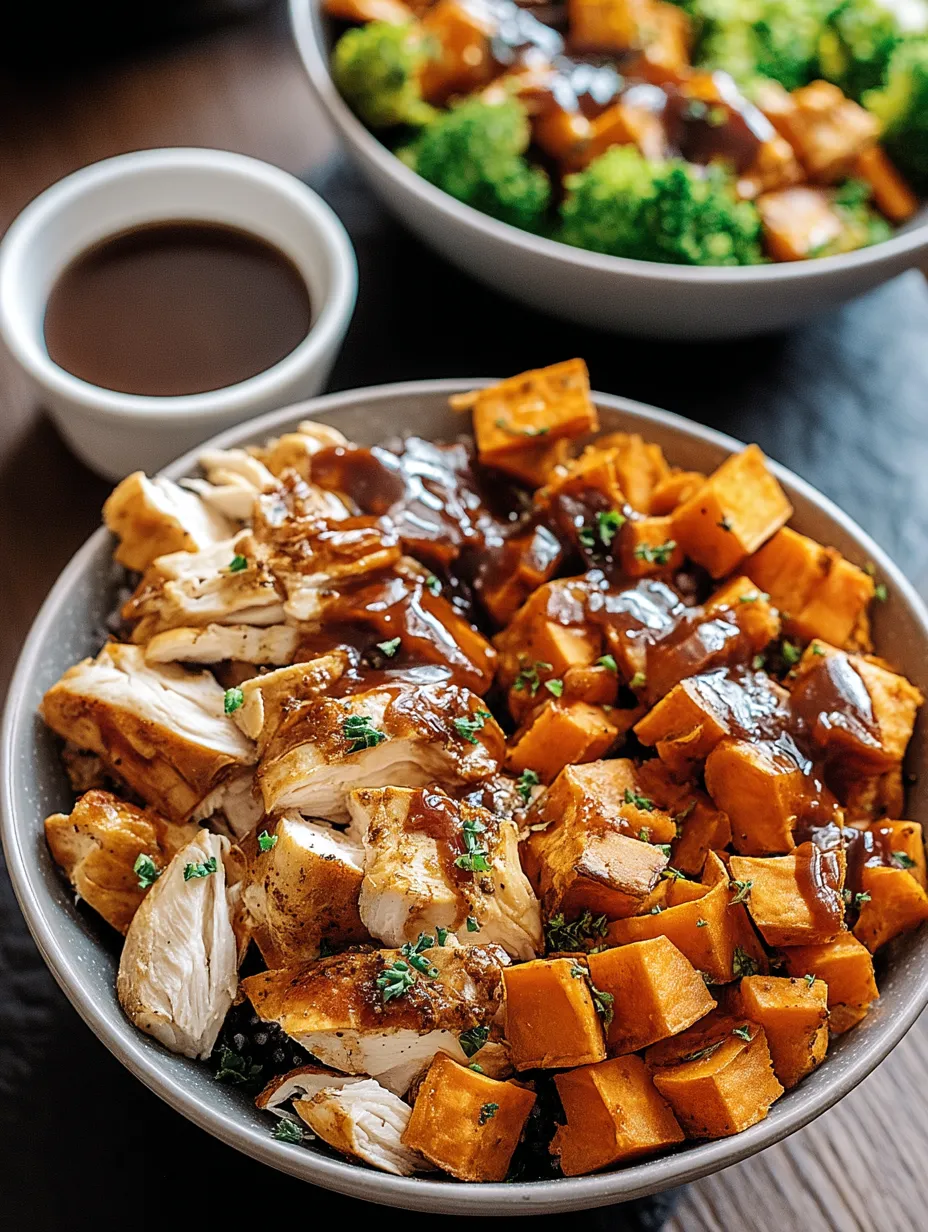 Easy BBQ Chicken & Roasted Sweet Potato Bowls
