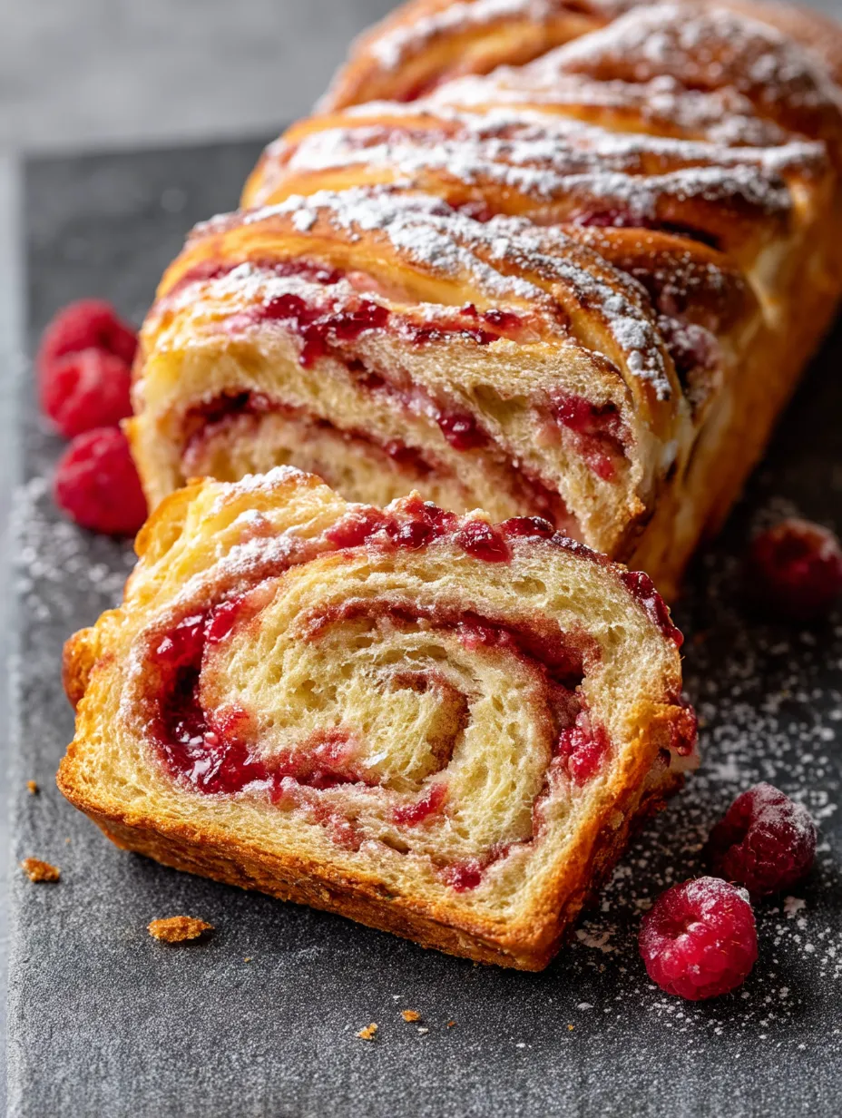 Easy Raspberry Swirl Brioche Loaf