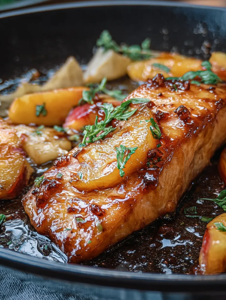 Easy Bourbon Peach Roasted Salmon