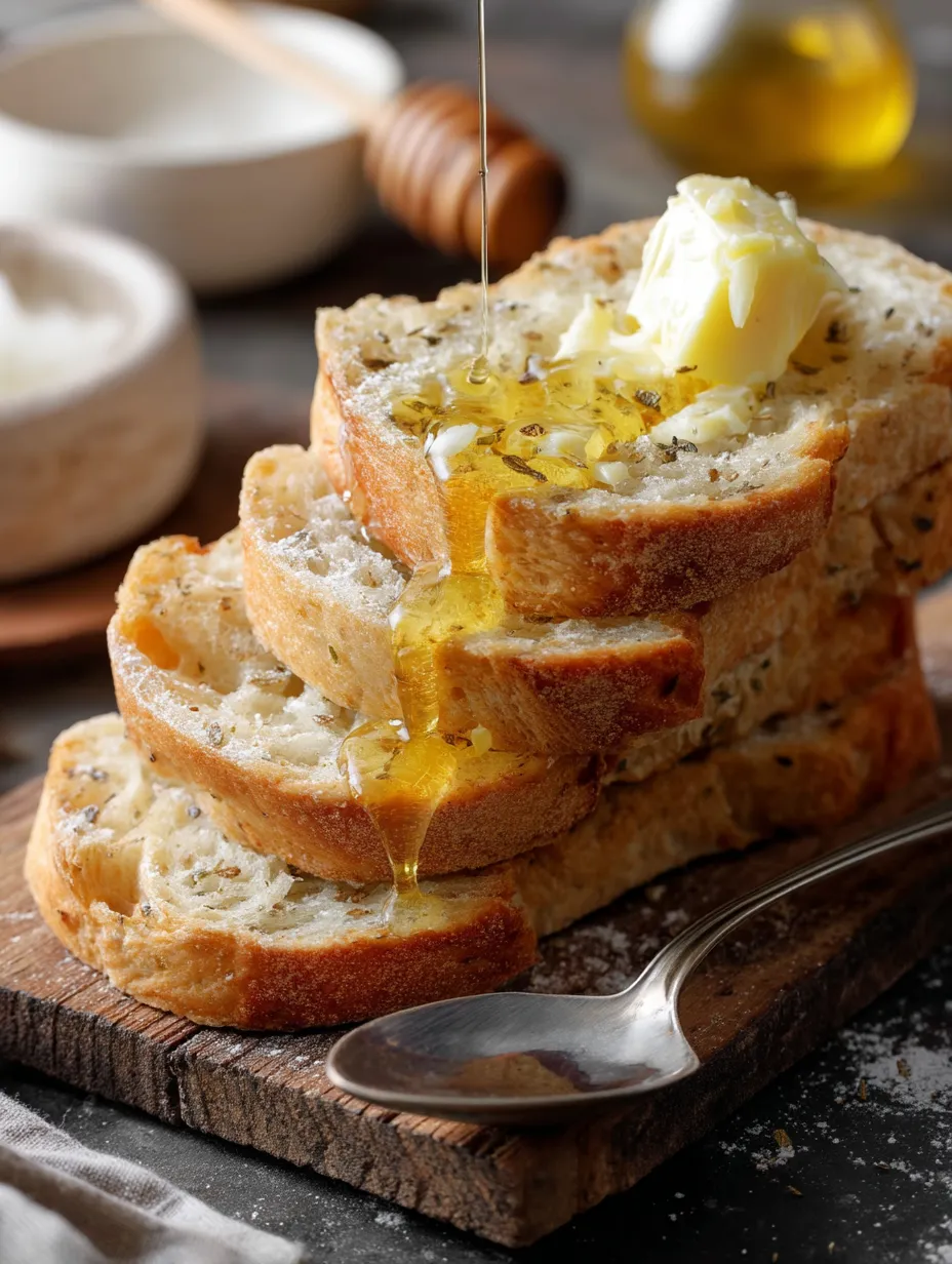 A stack of irish bread with butter on top.