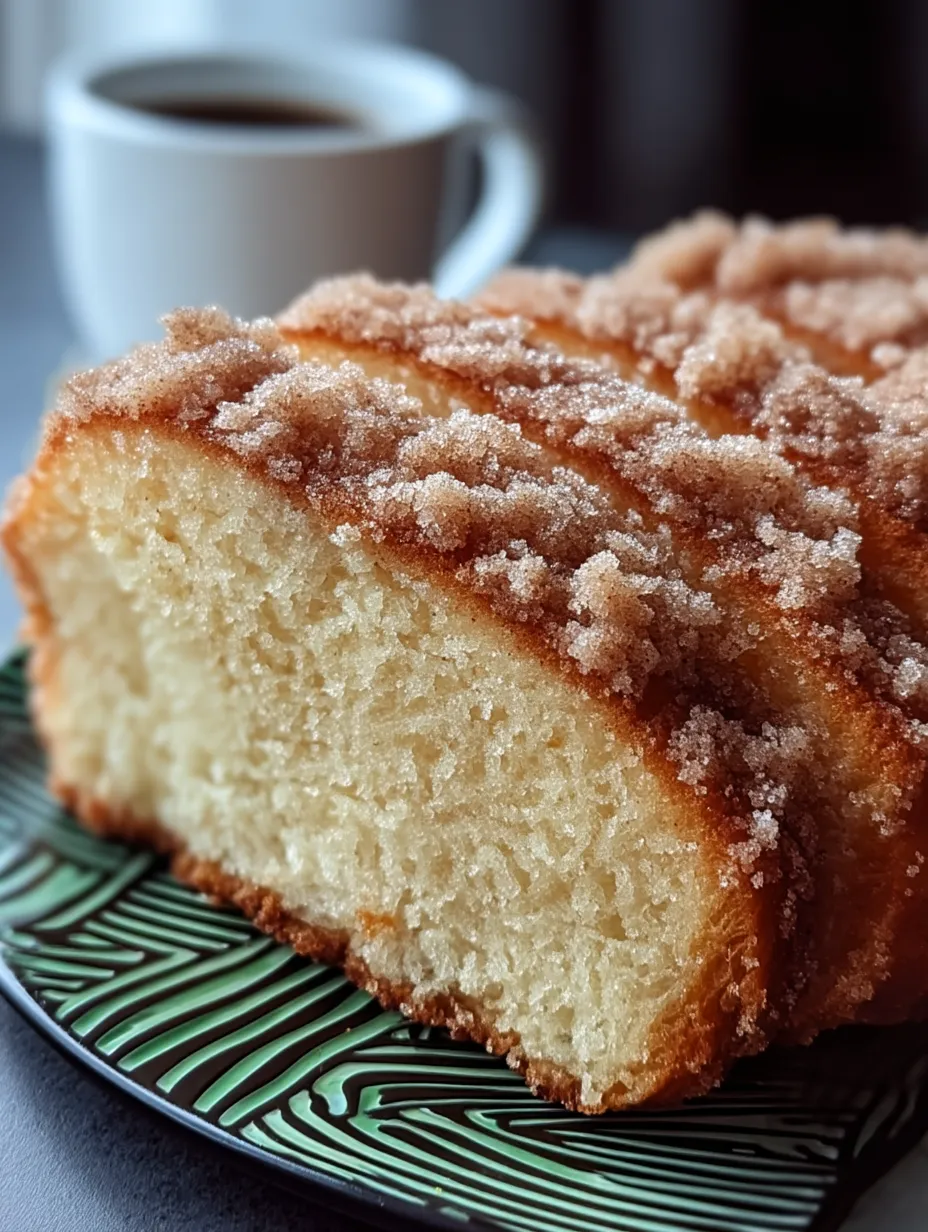 A slice of cake with sugar on top.
