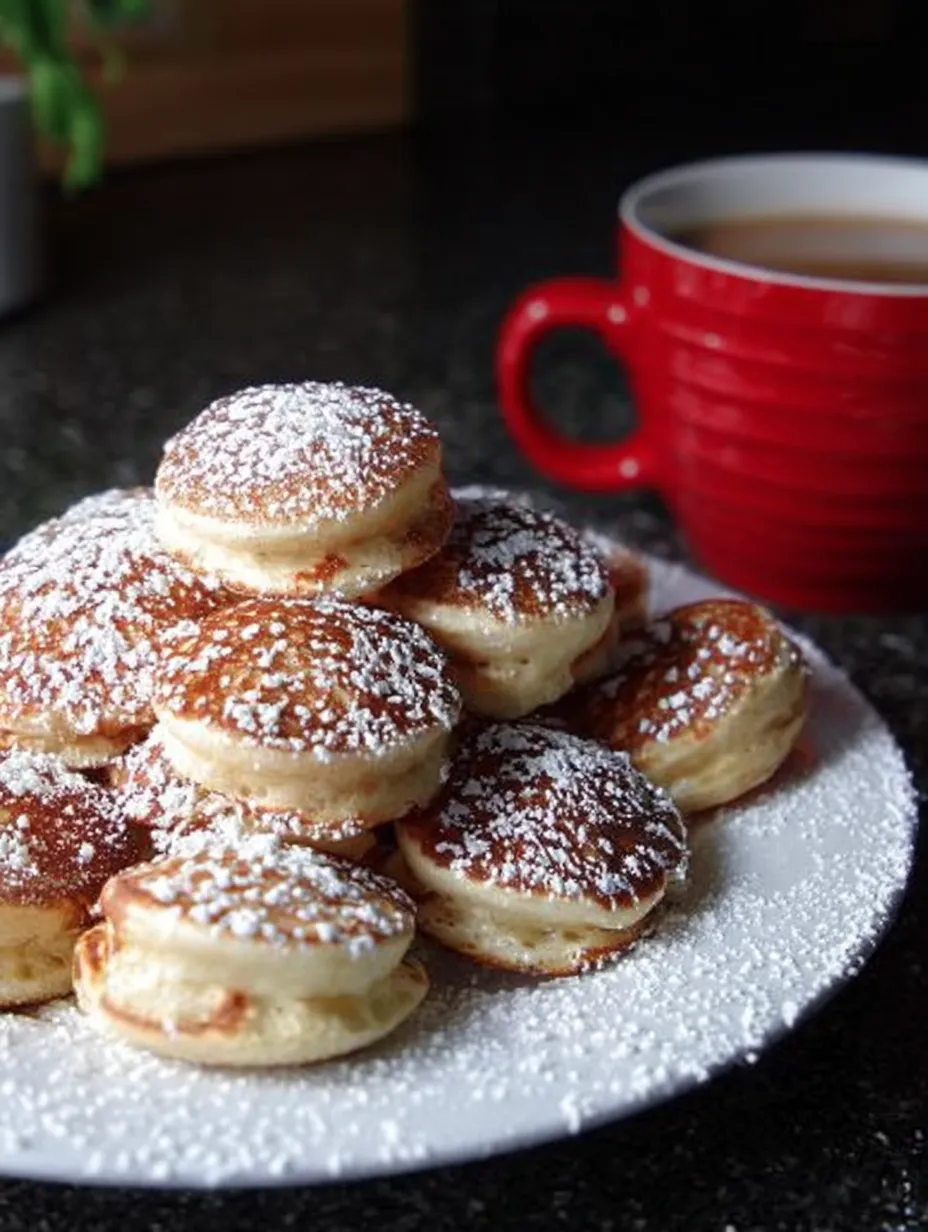 A plate of powdered sugar pancakes.