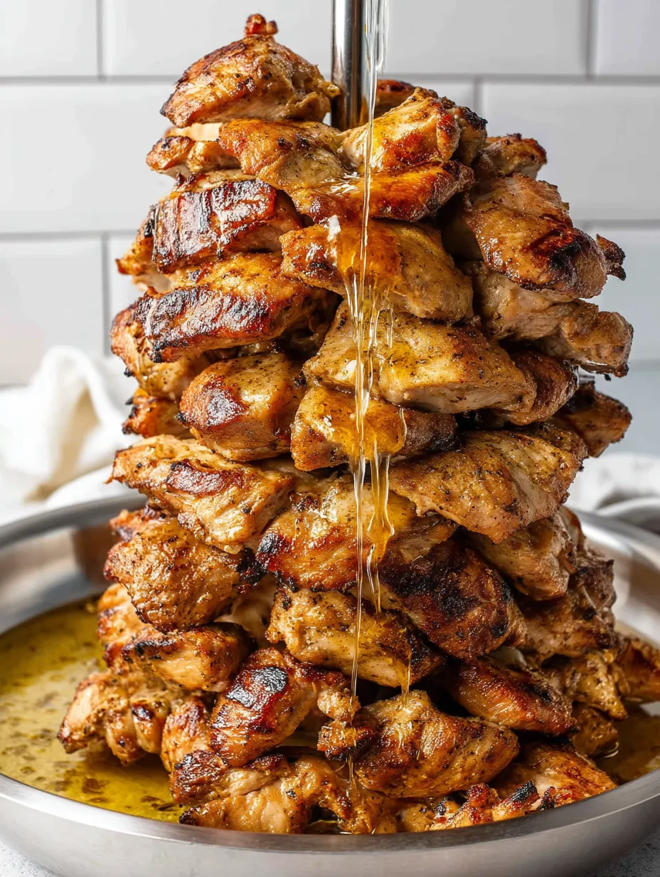 A stack of greek chicken gyros.