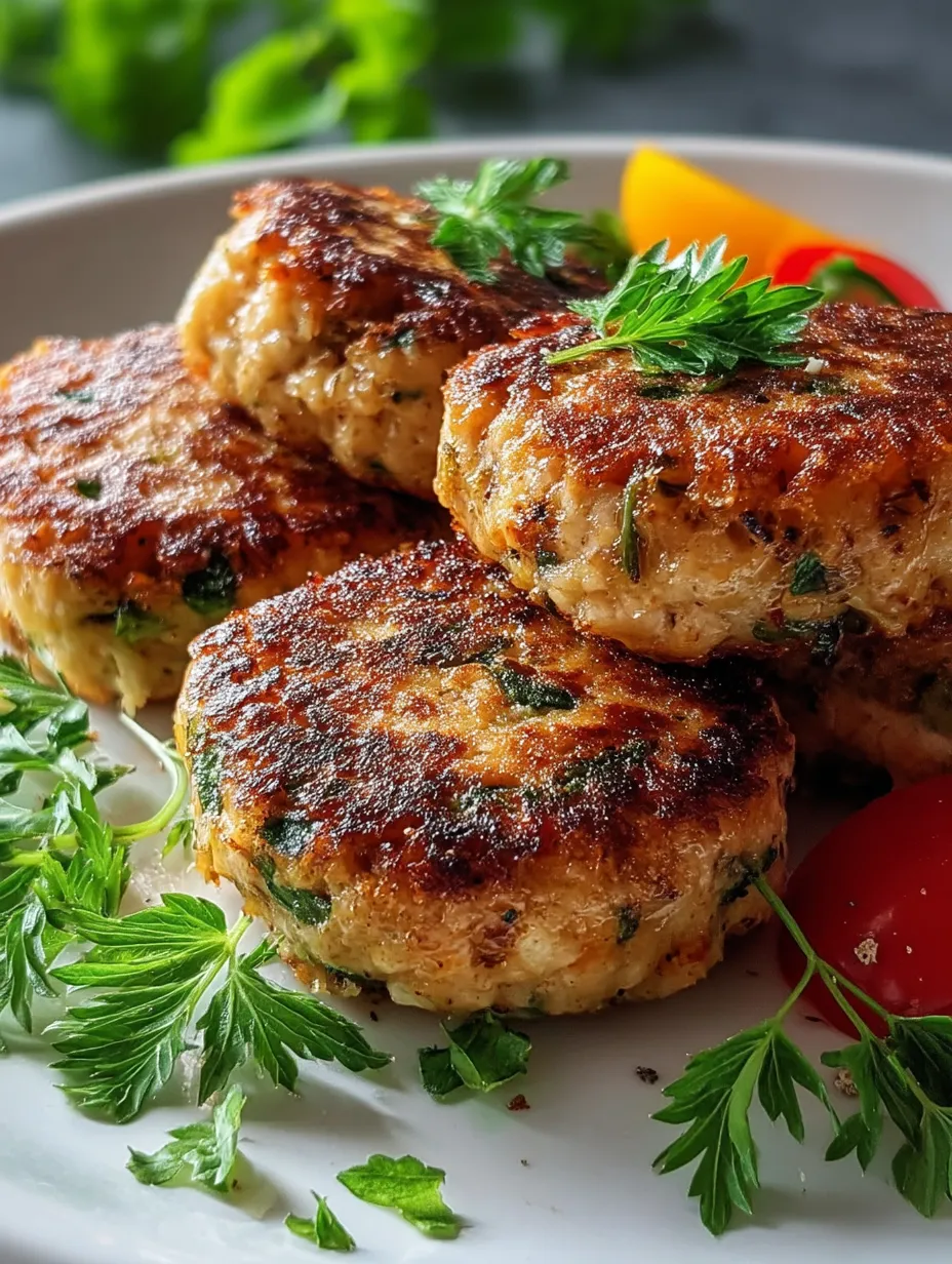 A plate of mediterranean chicken patties.