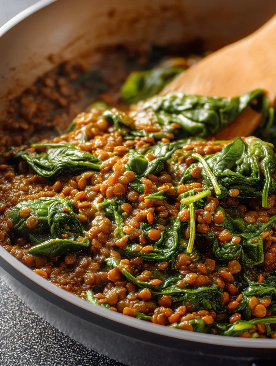 A bowl of Spicy Lentils and Spinach.