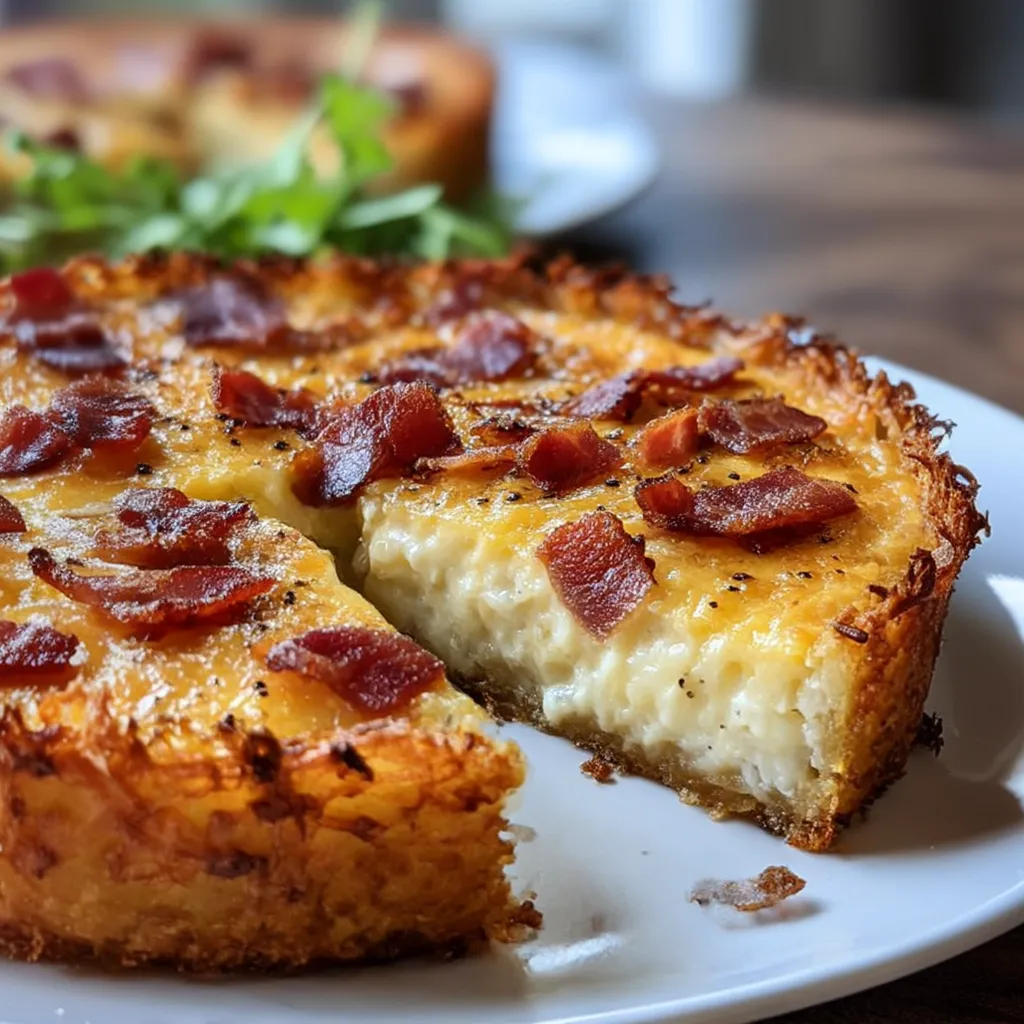 Bacon and Cheese Quiche with Hashbrown Crust