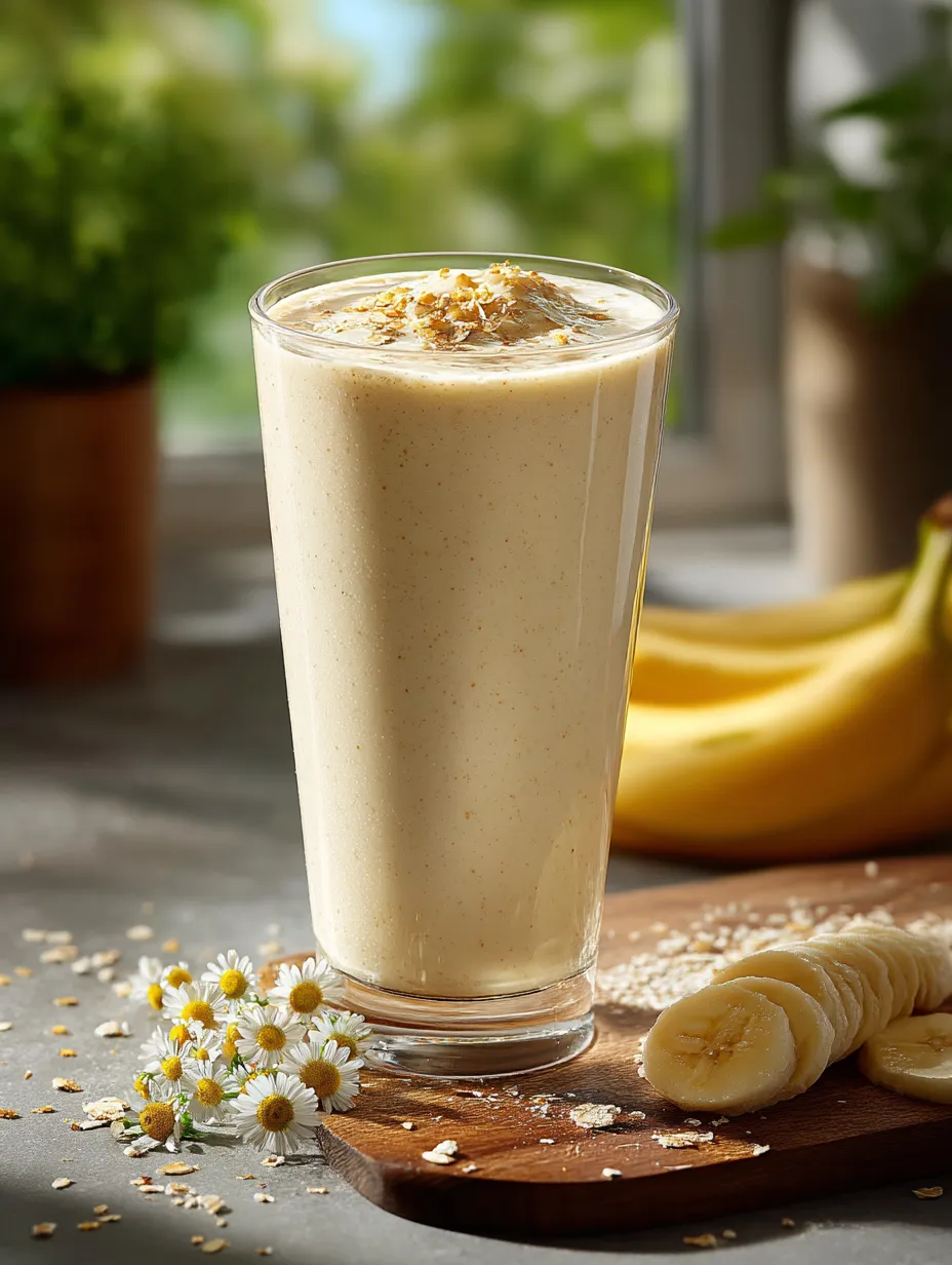A glass of milk with a banana on the table.