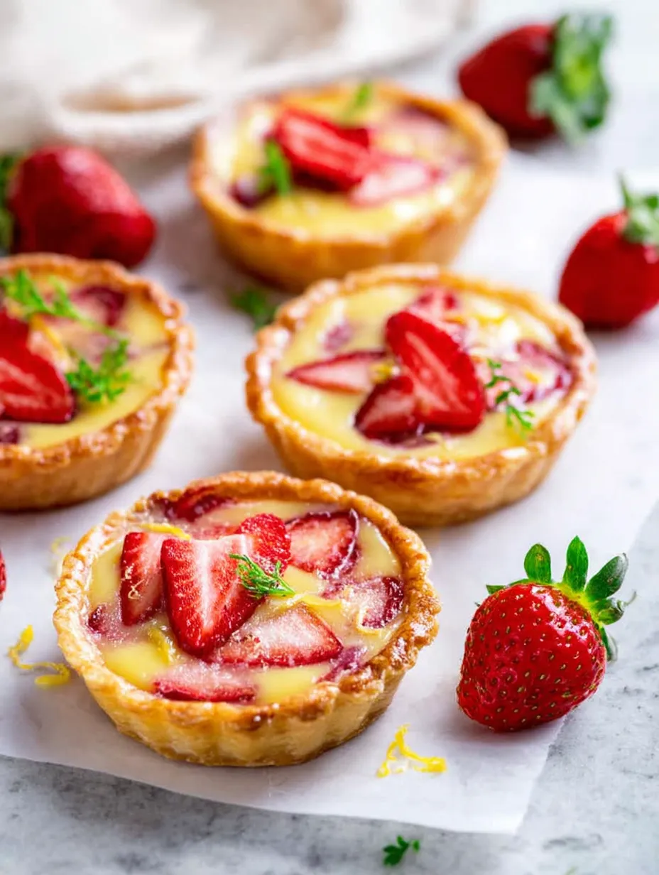 A pastry with strawberries and lemon.