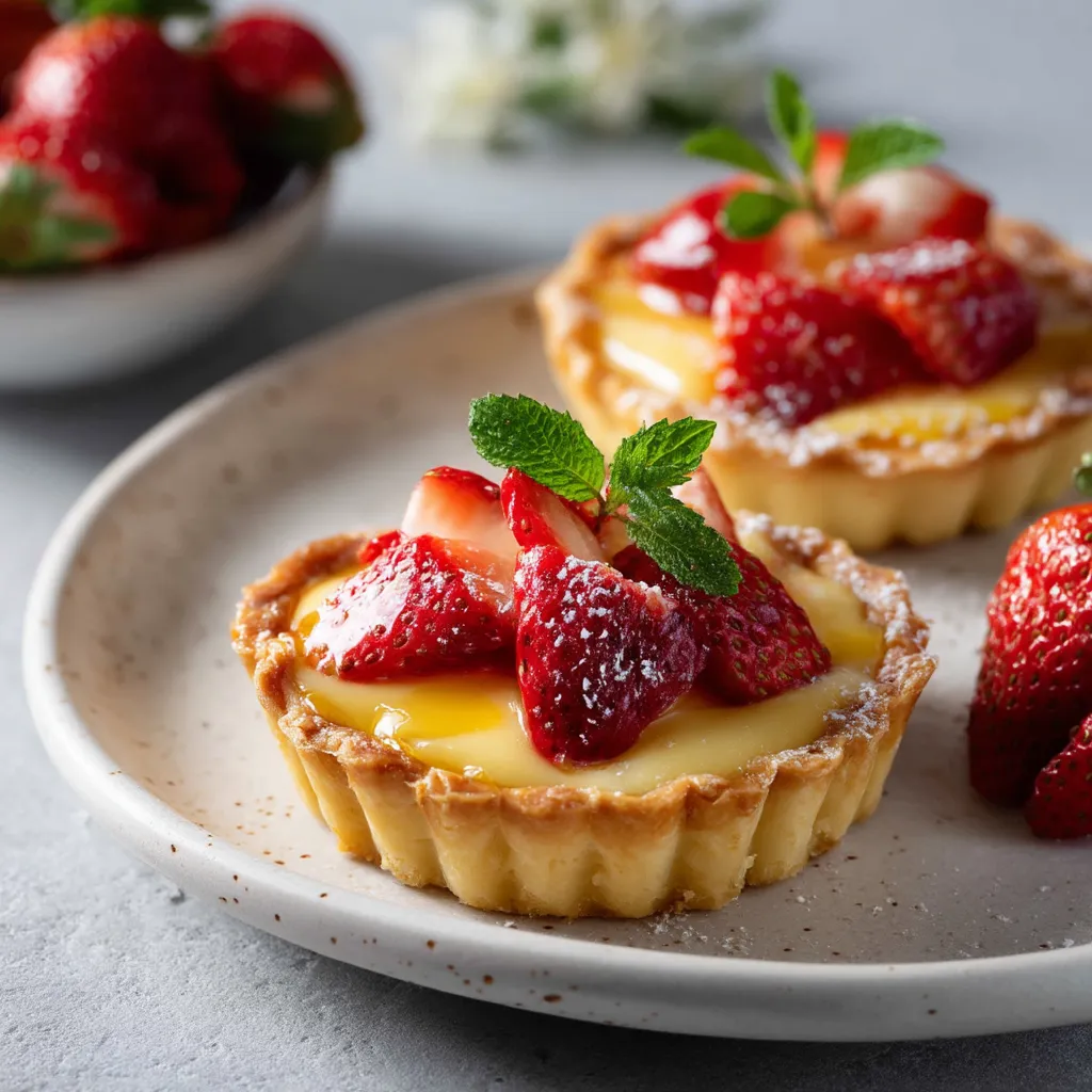 Strawberry Honey Custard Tarts with Lemon Curd