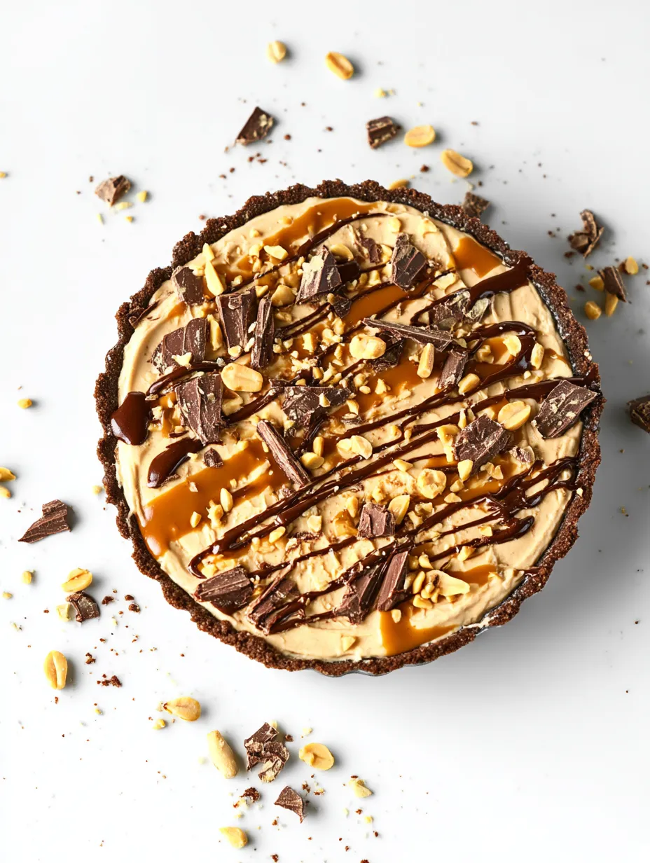 A slice of pie with chocolate and nuts.