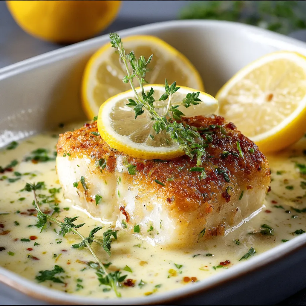 Tasty Baked Cod in Coconut Lemon Cream Sauce