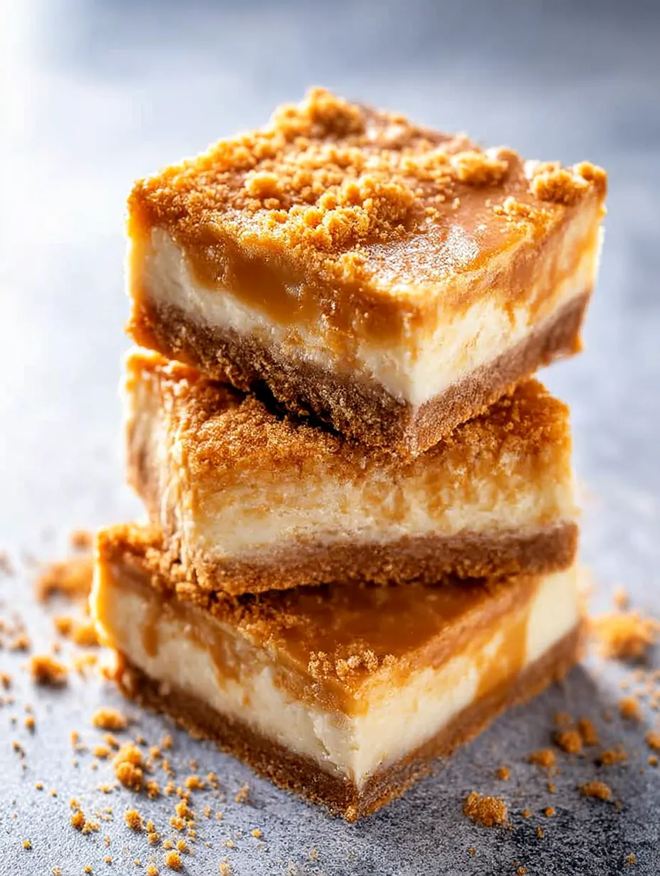 Easy Butterscotch Graham Cracker Cheesecake Bars.