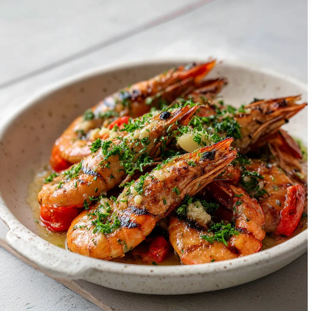 BBQ Grilled Prawns with Garlic, Lemon & Chilli