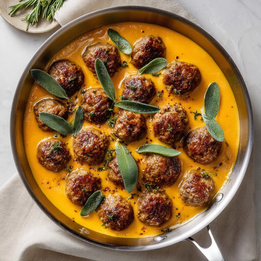 Turkey Meatballs in Pumpkin Sage Sauce