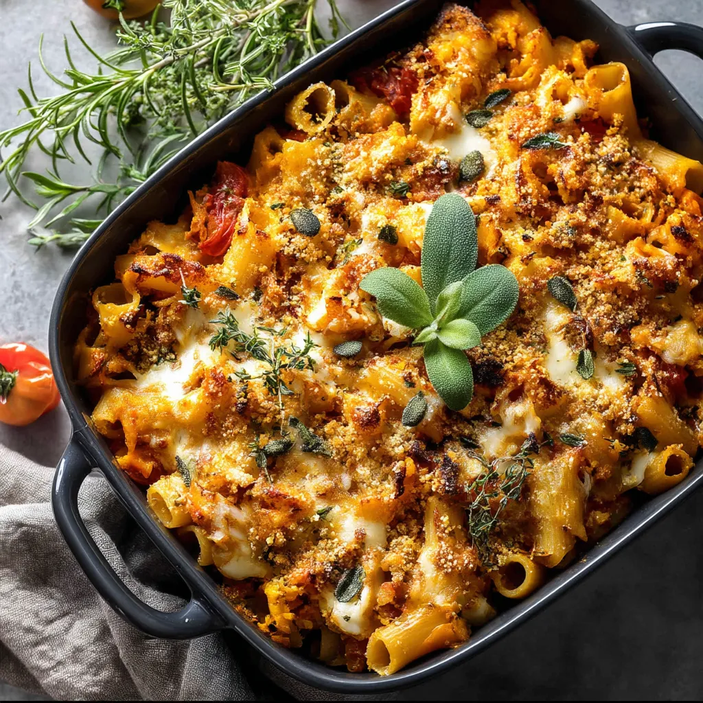 Pasta Bake with Pumpkin Tomato Sauce
