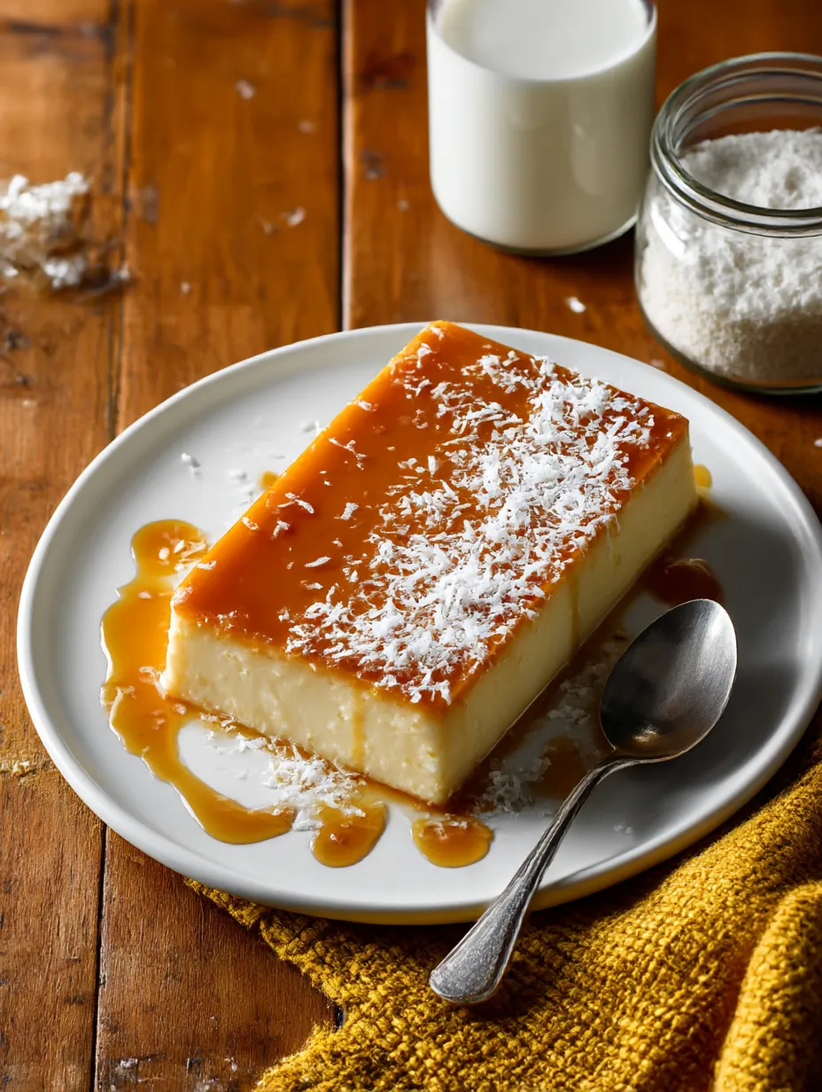 A slice of French Antilles Coconut Flan.