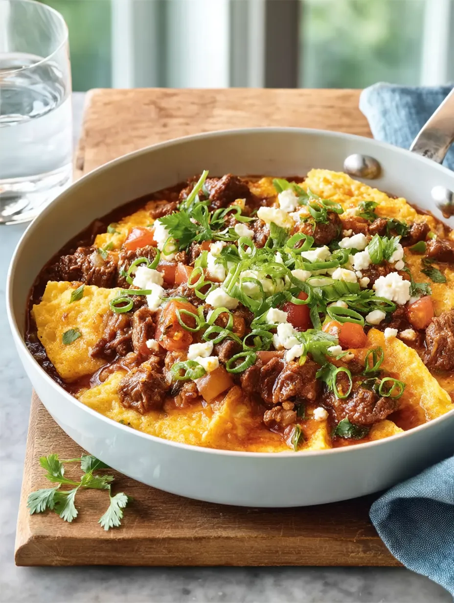 A bowl of Skillet Beef Enchiladas.