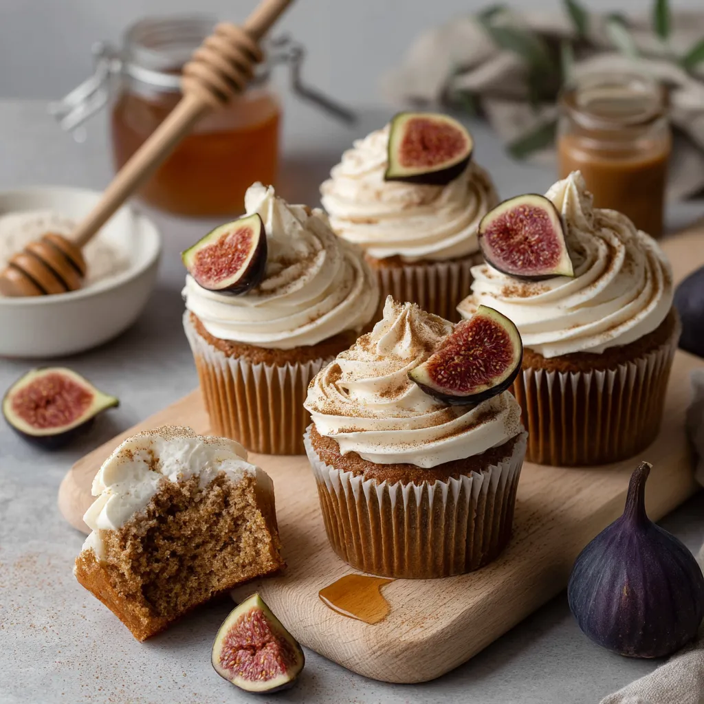 Fig Cupcakes with Honey Cream Cheese Frosting