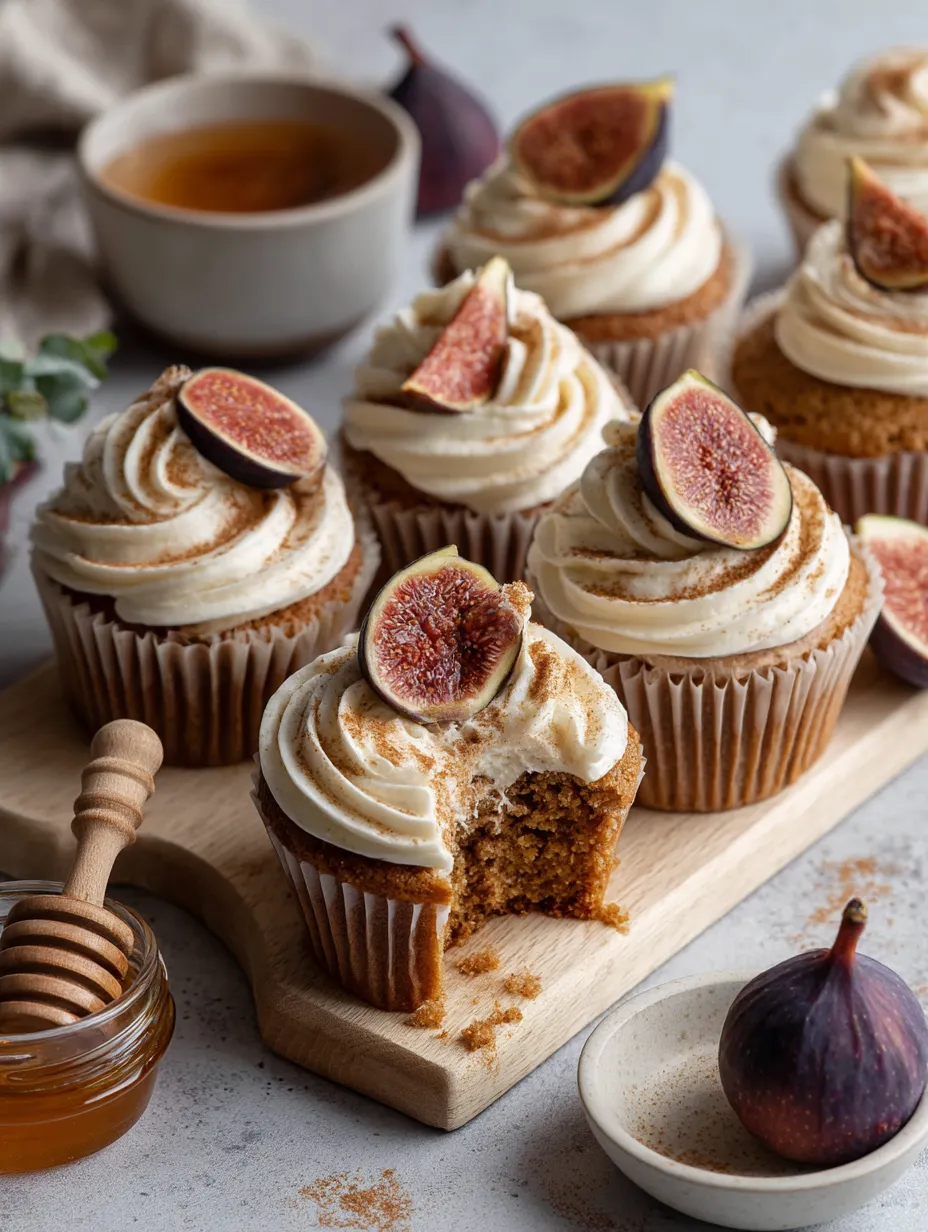 Easy Fig Cupcakes with Honey Cream Cheese Frosting.