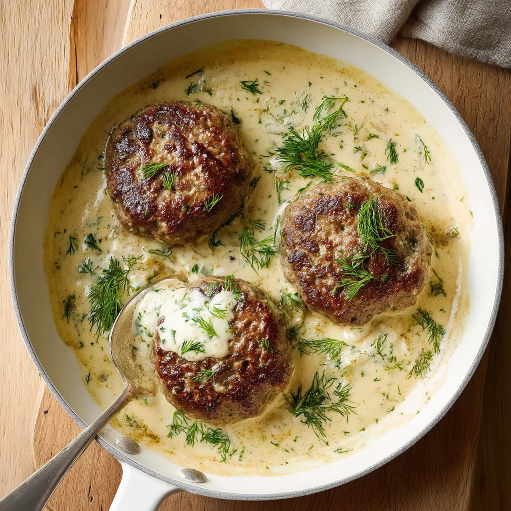 Hamburger Steaks in Creamy Dill Sauce
