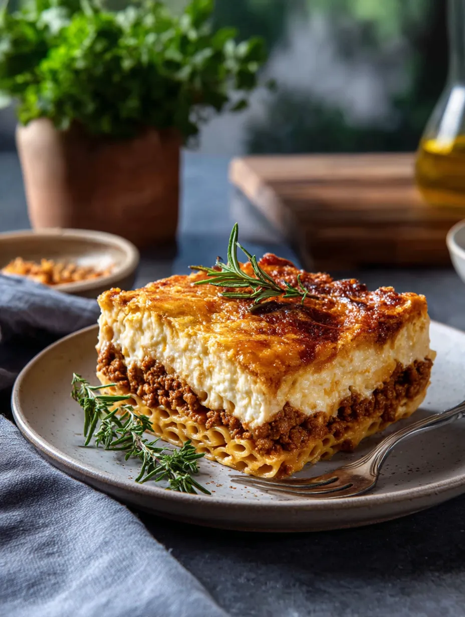 A slice of Greek Pastitsio.