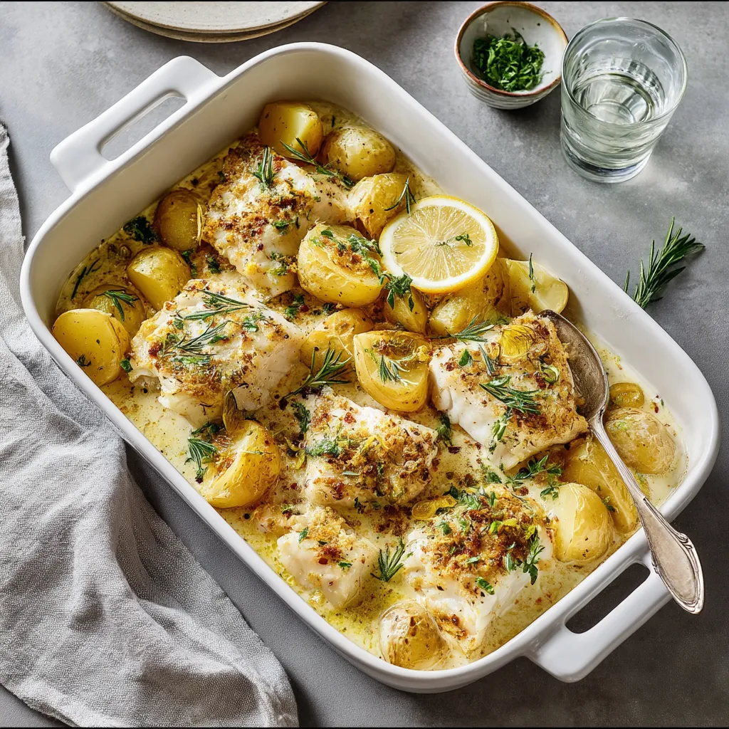 Cod & Potatoes in Rosemary Cream Sauce Recipe