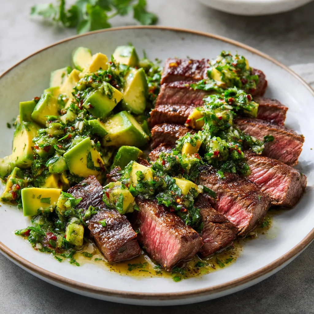 Skirt Steak with Avocado Chimichurri