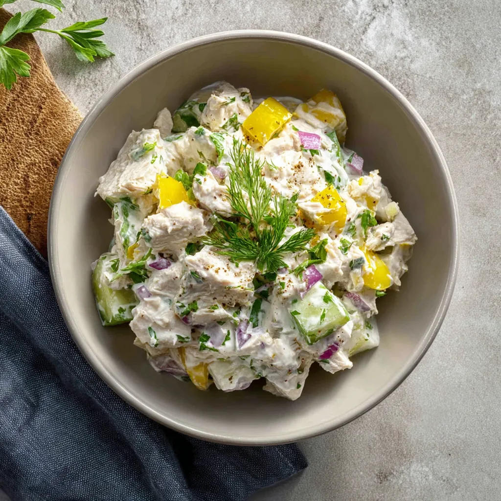 Cottage Cheese Chicken Salad with Banana Peppers