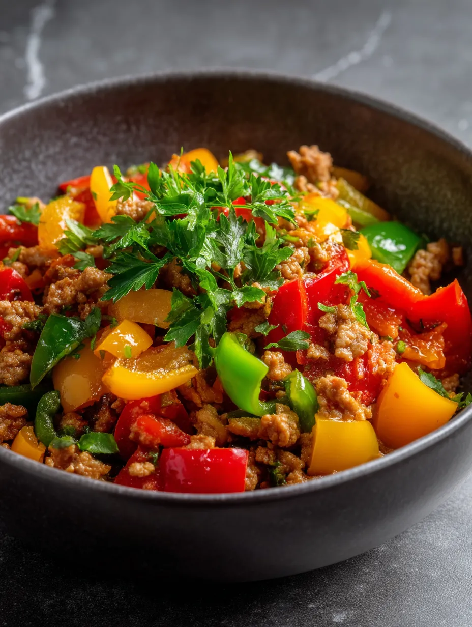 Easy Ground Turkey and Peppers.