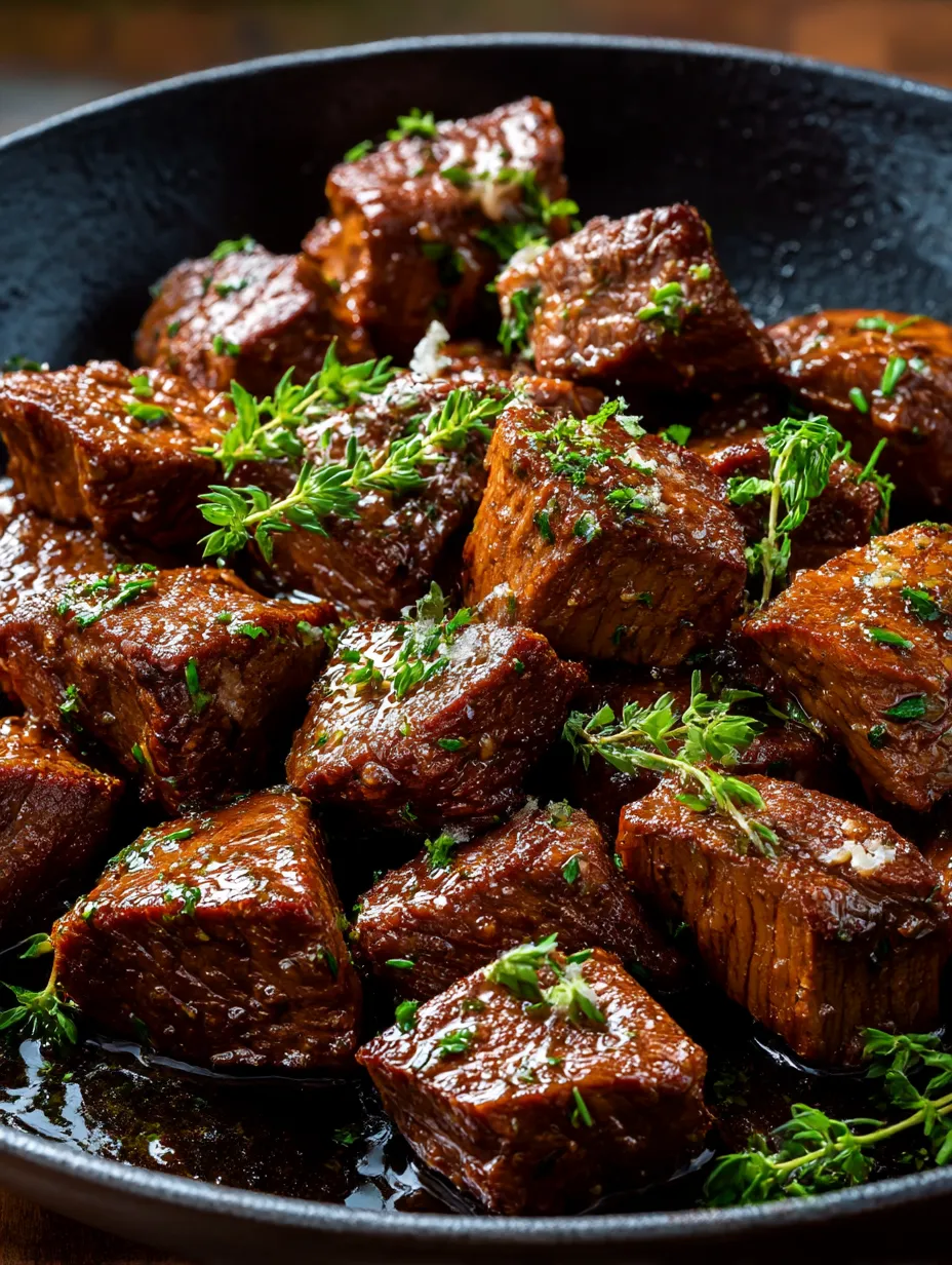 A bowl of Cajun Garlic Butter Steak Bites.