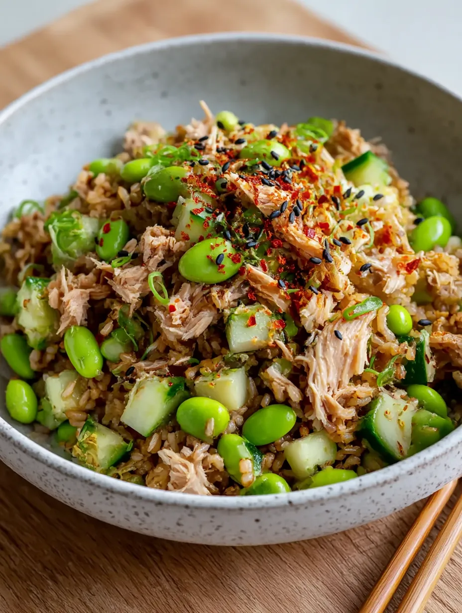 Tuna Avocado Crispy Rice Salad Recipe.
